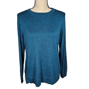 Matty M Gorgeous Blue Green Sweatshirt With Zipper Accents, Size Small
